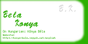 bela konya business card